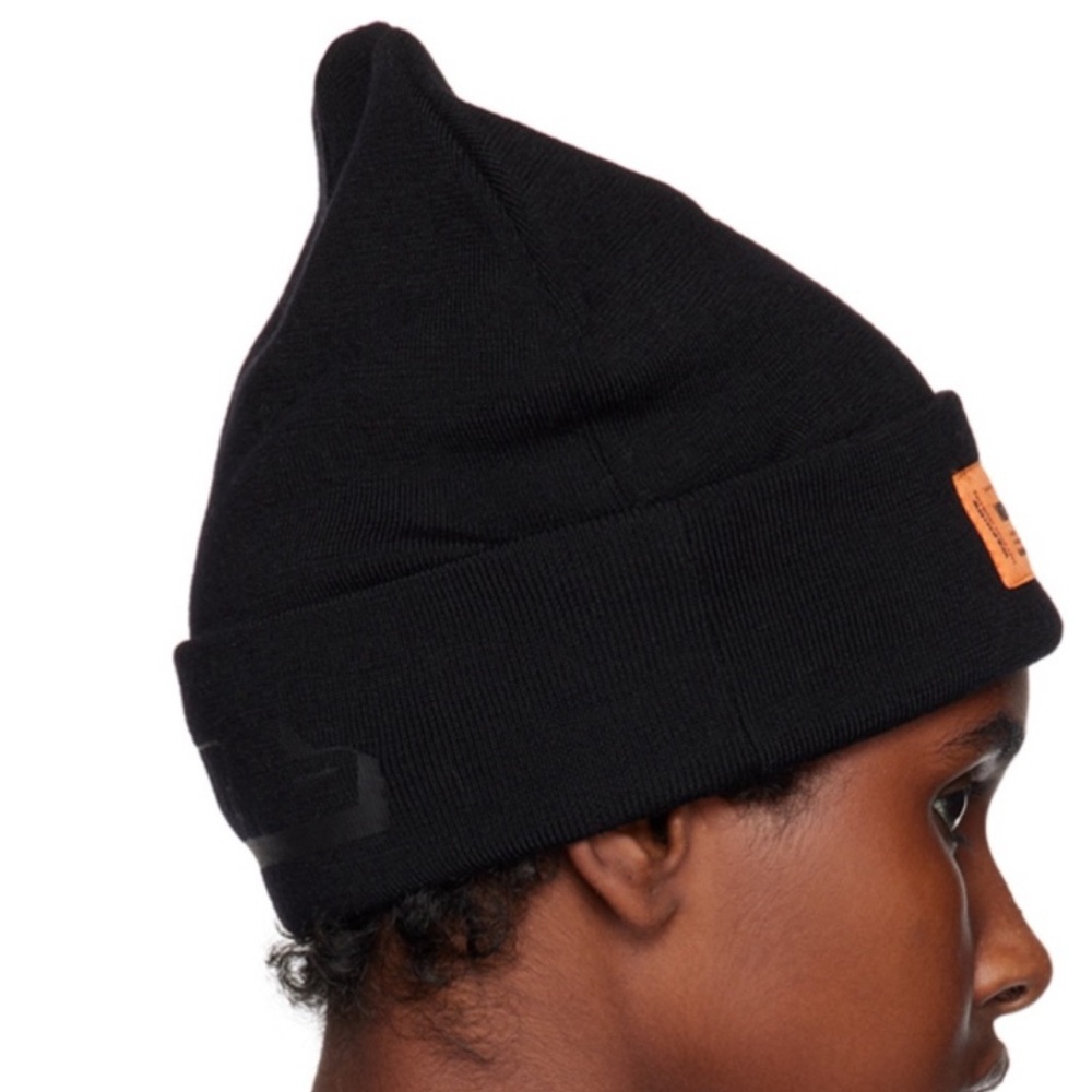 Heron Preston 100% Wool Beanie Black CТИЛЬ Logo Patch Hat - Picture 2 of 11